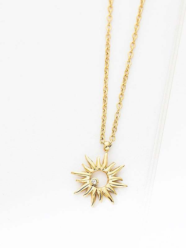 Edelstahl-Strass-Sonnenblumen-Trend-Halskette