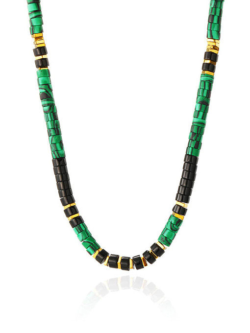 Naturstein-Grün-Weinlese-Halskette