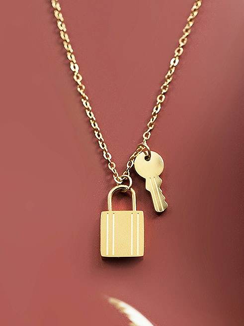 Titanium Steel Minimalist Locket Key Pendant Necklace