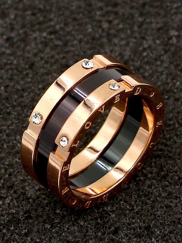 Titanium Cubic Zirconia Geometric Classic Band Ring