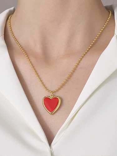 Stainless steel Enamel Heart Hip Hop Bead Chain Necklace