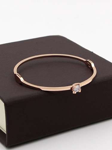 Titanium Smooth Cubic Zirconia Minimalist Band Bangle