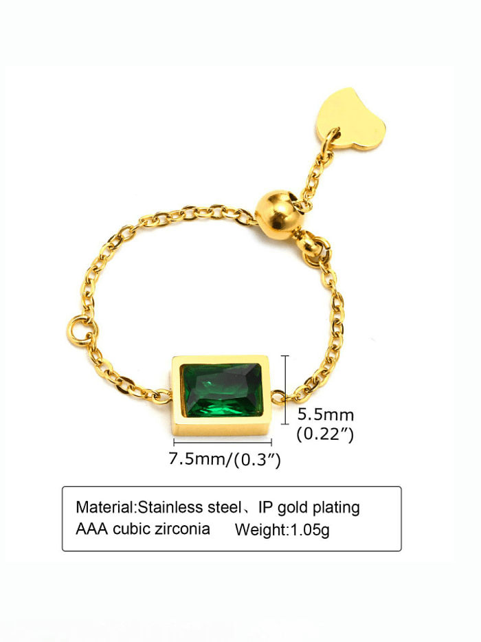 Stainless steel Glass Stone Geometric Minimalist Band Ring