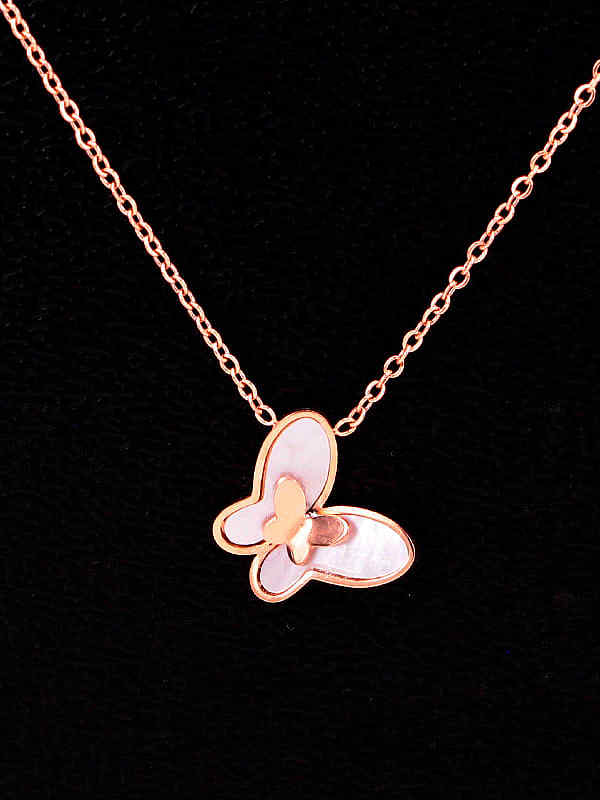 Titanium Shell Butterfly Dainty Necklace