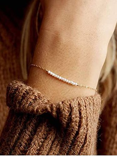 Bracelet à maillons minimalistes géométriques en perles d'imitation en acier inoxydable
