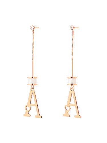 Titanium Steel Shell Tassel Letter Minimalist Threader Earring