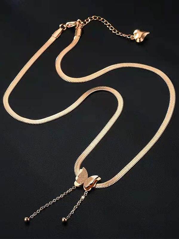 Titan Stahl Schmetterling Vintage Quaste Halskette