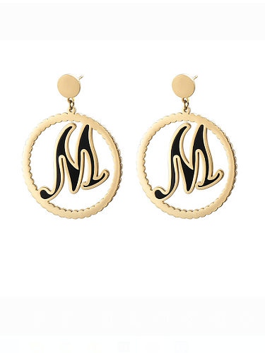 Titanium Steel Enamel Letter Minimalist Chandelier Earring