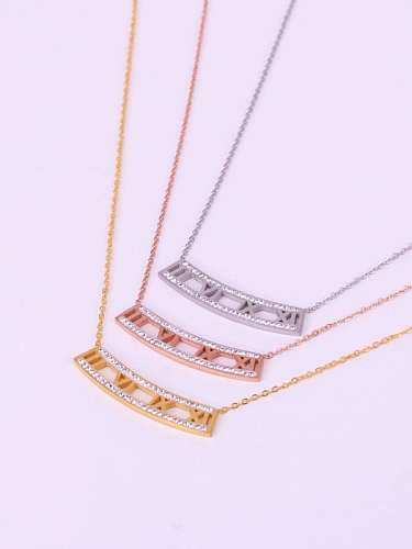 Collar minimalista con número de diamantes de imitación de titanio