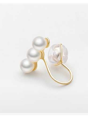 Pendiente de clip minimalista geométrico de perla de imitación de latón (individual)