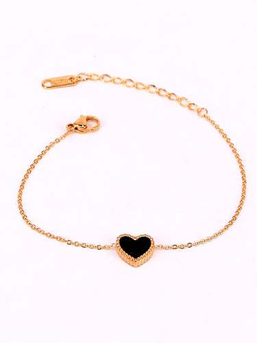 Bracelet à maillons minimalistes en titane émaillé avec cœur