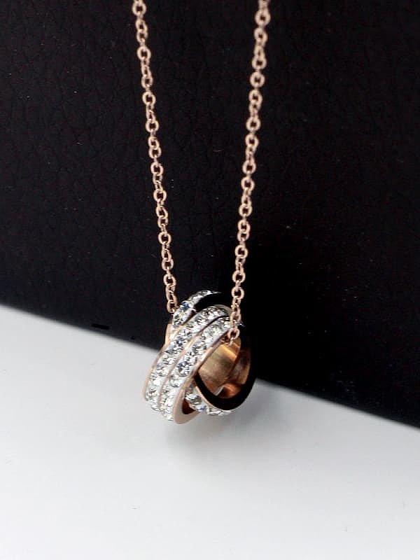 Titanium Rhinestone Round Minimalist Necklace
