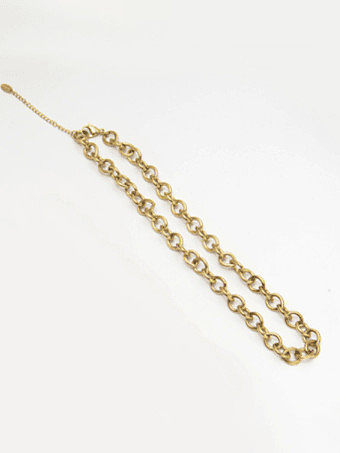 Brass Vintage Holllow Geometric Chain Necklace