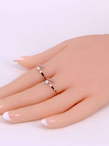 Titanium Irregular Cubic Zirconia Minimalist Band Ring