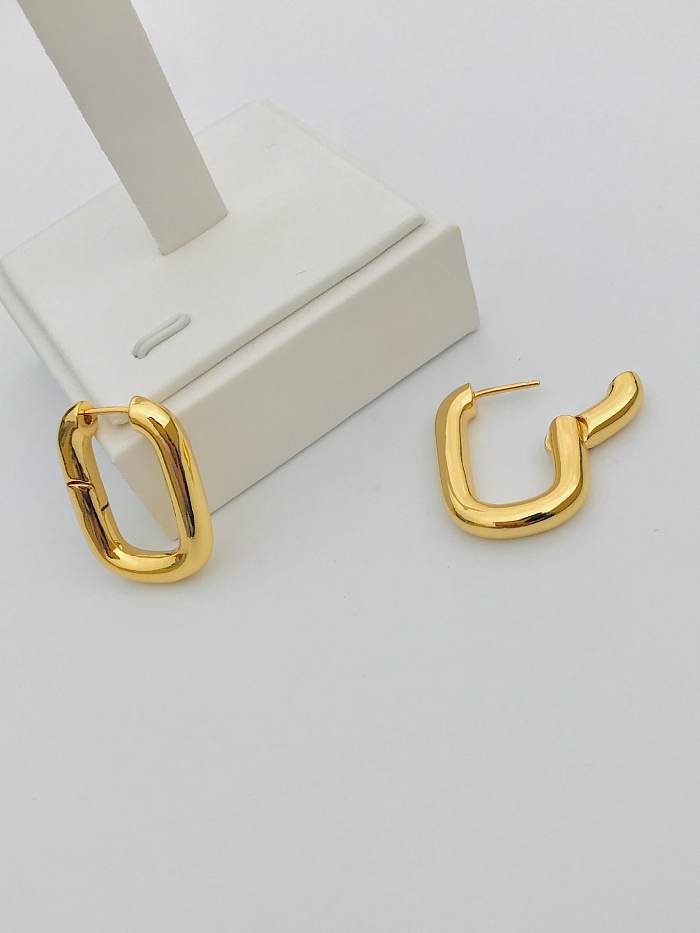 Copper Hollow Geometric Minimalist Huggie Earring