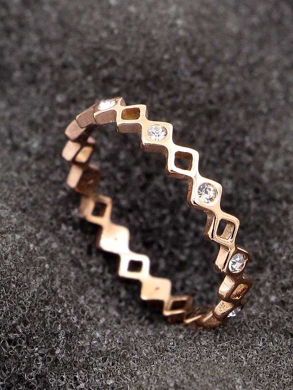 Titanium Hollow Geometric Dainty Band Ring