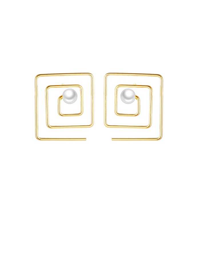 Stainless Steel Imitation Pearl White Geometric Minimalist Stud Earring