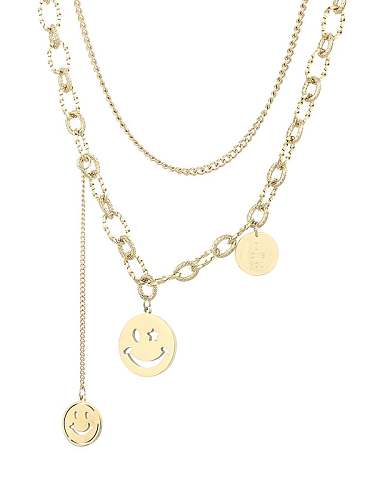 Stainless steel Smiley Tassel Vintage Multi Strand Necklace