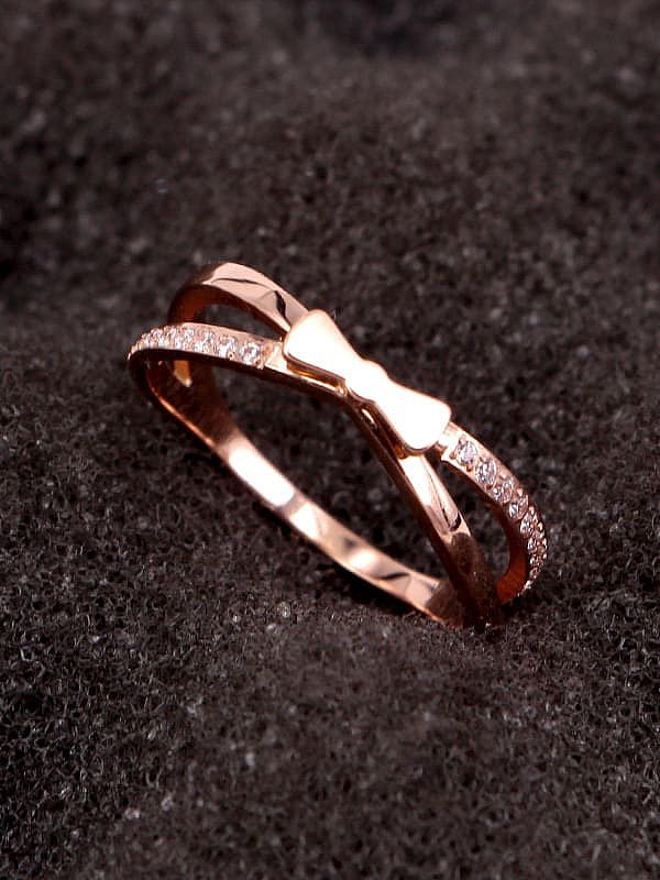 Titanium Cubic Zirconia Bowknot Minimalist Band Ring