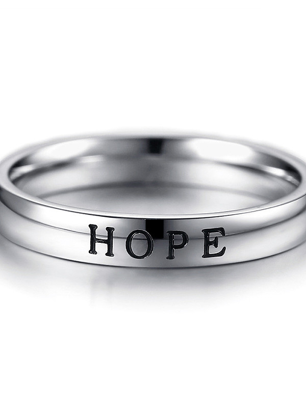 Stainless Steel Minimalist Style Printed letter Rings