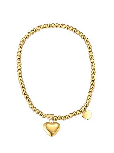 Bracelet perlé vintage en forme de coeur en acier au titane