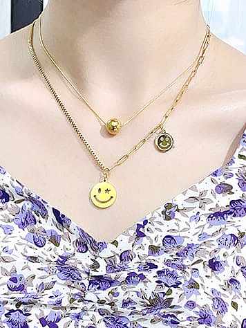 Titanium Steel Minimalist Smiley Pendant necklace
