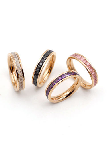 Titanium with Cubic Zirconia Multi Color Geometric Minimalist Band Ring