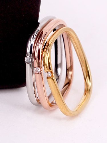 Titanium Steel Rhinestone Geometric Minimalist Band Ring