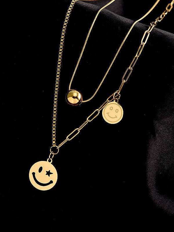 Titanium Steel Minimalist Smiley Pendant necklace
