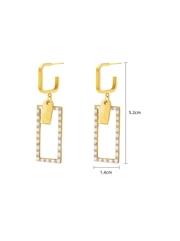 Titanium Steel Rhinestone Geometric Minimalist Drop Earring