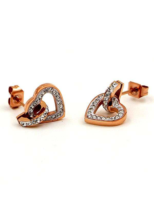 Titanium Rhinestone Heart Minimalist Stud Earring