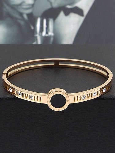 Titanium Cubic Zirconia Number Classic Band Bangle