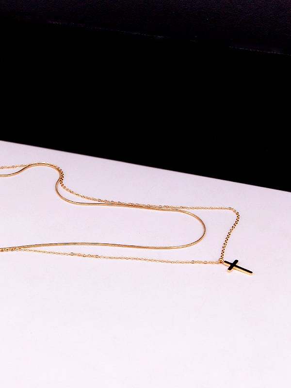 Minimalistische mehrsträngige Halskette aus Titan mit Kreuz