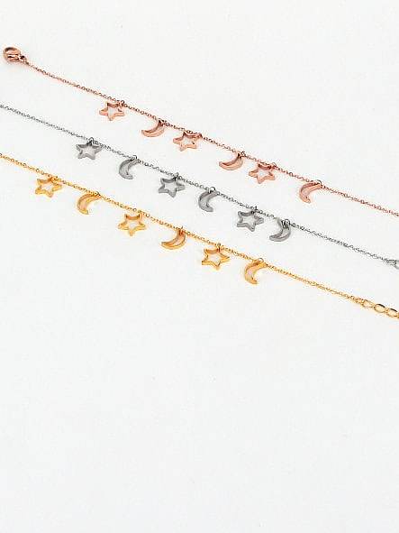 Titanium Hollow Moon Star Minimalist Link Bracelet