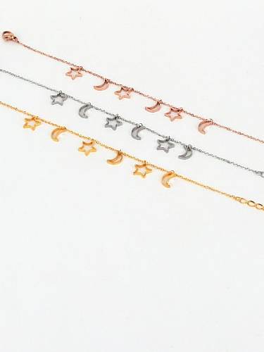 Bracelet à maillons minimalistes en titane et étoile de lune creuse