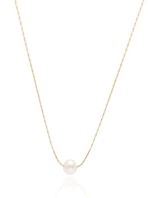 Titan Stahl Nachahmung Perle Runde minimalistische Halskette