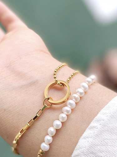 Bracelet Minimaliste Géométrique en Perle d'Imitation Titane