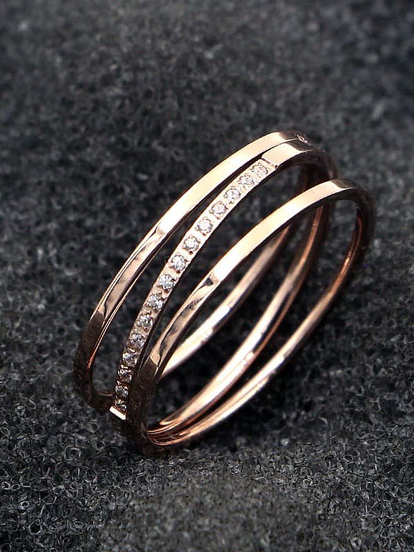 Titanium Cubic Zirconia Geometric Dainty Stackable Ring