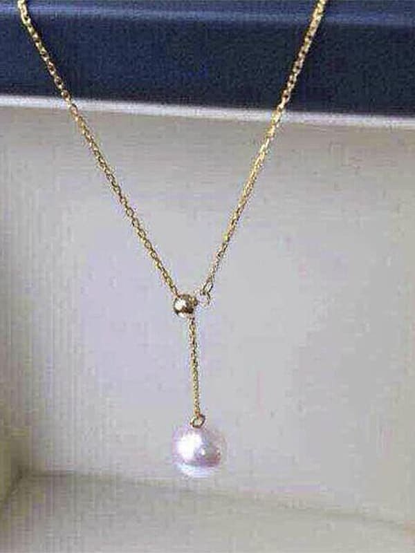 Titanium Imitation Pearl Round Minimalist Necklace