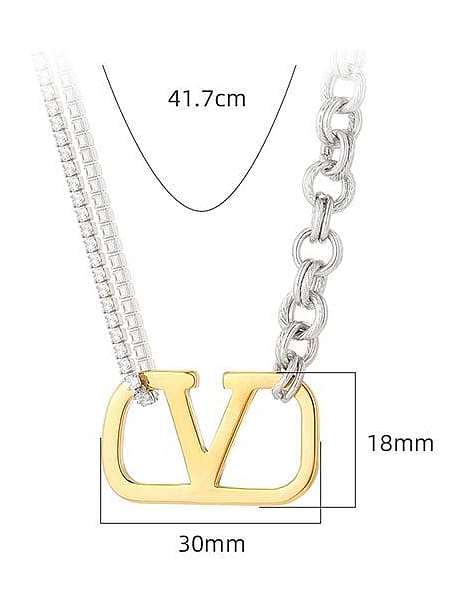 Collar de cadena asimétrica vintage geométrica de circonita cúbica de acero inoxidable