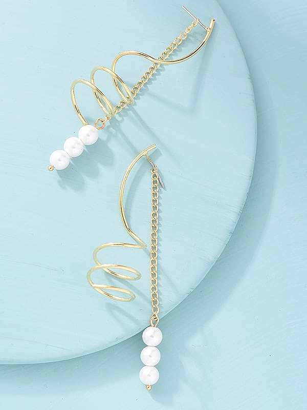 Messing Nachahmung Perle geometrische minimalistische Tropfenohrring