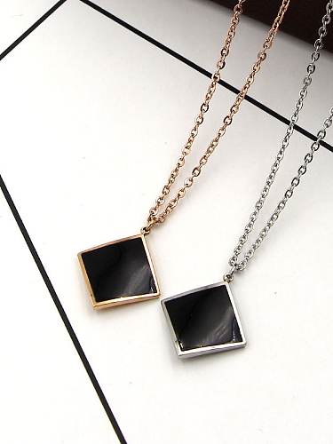 Titanium Enamel Square Trend Necklace