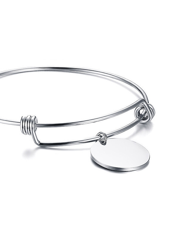 Stainless Steel Minimalist Style Round Card Modeling Bangles