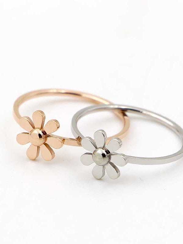 Titanium Steel Flower Minimalist Band Ring