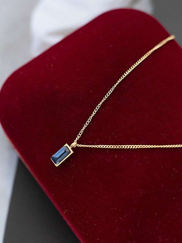 Titan Stahl Zirkonia Rechteck minimalistische Halskette