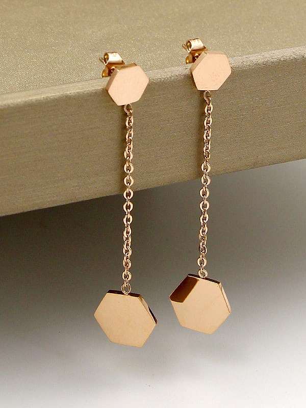 Titan Hexagon Geometric Dainty Drop Earring