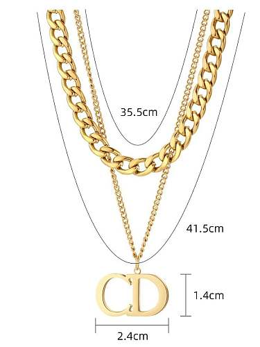 Stainless steel Letter Vintage Double Layer Chain Bracelet