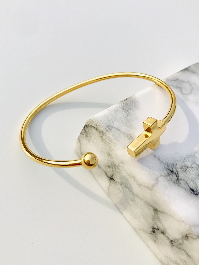 Copper With 18k Gold Plated Fashion Cross Bangles