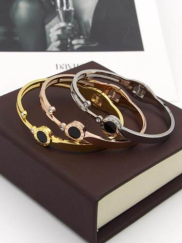 Titanium Cubic Zirconia Number Dainty Band Bangle