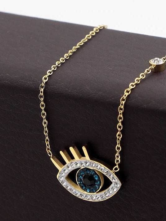 Titanium Rhinestone Evil Eye Minimalist pendant Necklace